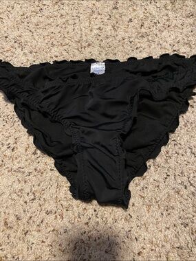 VENUS Black Ruffle-Trim Swim Bottoms NWOT